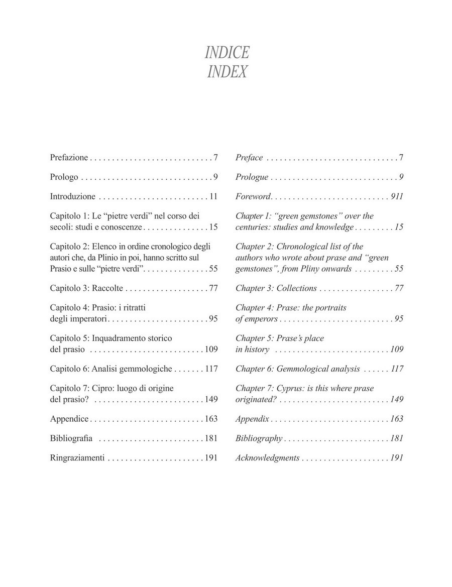 Indice del libro “Prasio”