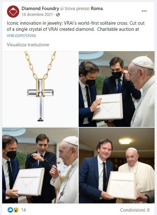 Papa Francesco e i diamanti sintetici. La nuova ideologia eco-etica pervade la Chiesa Romana?