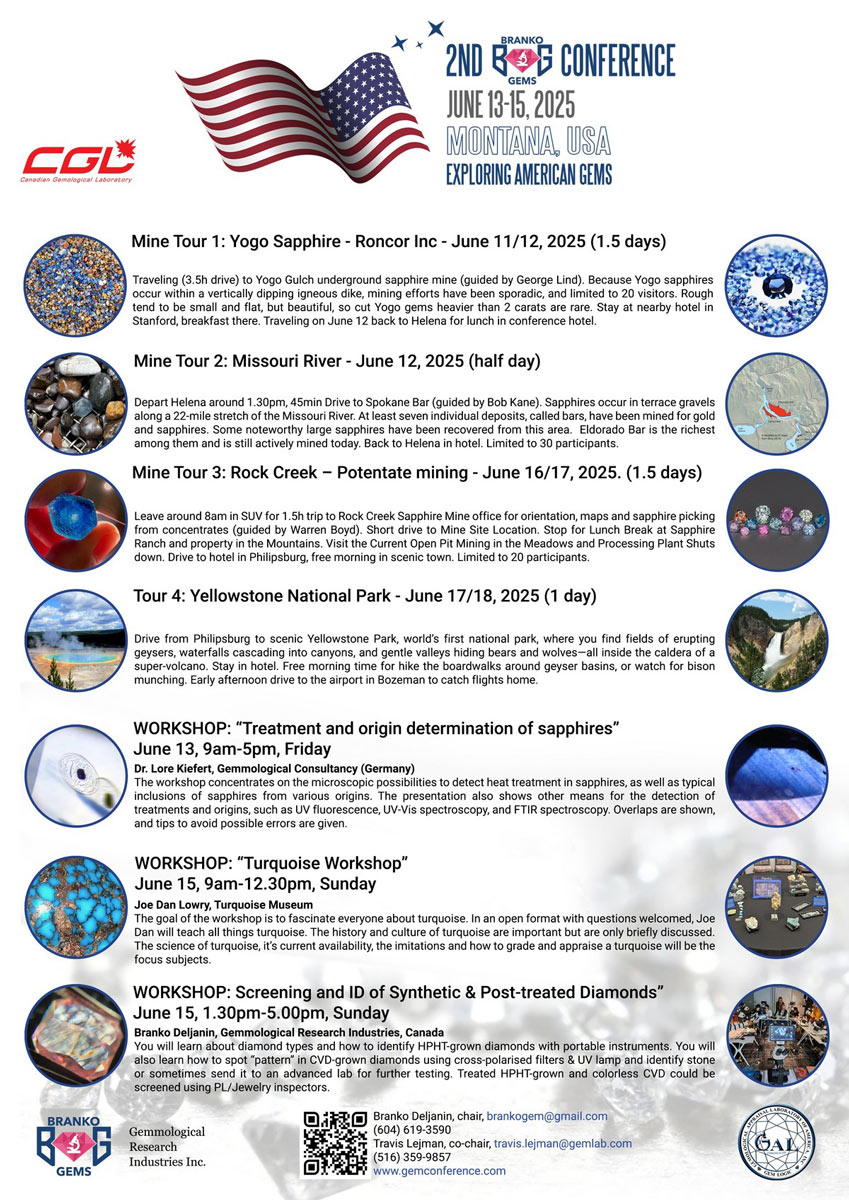 Il programma delle Mine Tour e dei Workshop alla GemConference Montana 2025