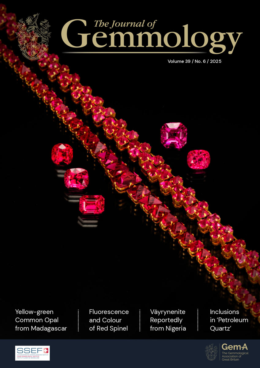 Copertina del numero 6/2025 del Journal of Gemmology, Vol. 39.