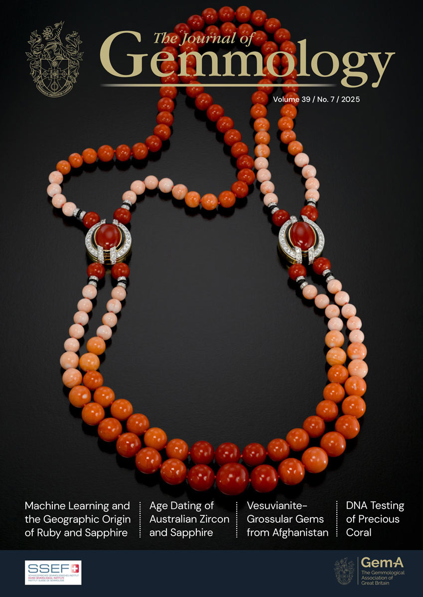 Copertina del numero 7/2025 del Journal of Gemmology, Vol. 39